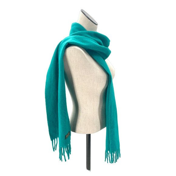 GAP Vintage 70s 80s Teal Blue Green 100% Lambswool Scarf - Picture 8 of 8
